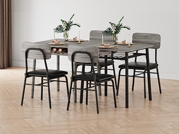 IDEALHOUSE Small Dining Table Set for 2, 3-Piece Dining Set with Storage Rack...