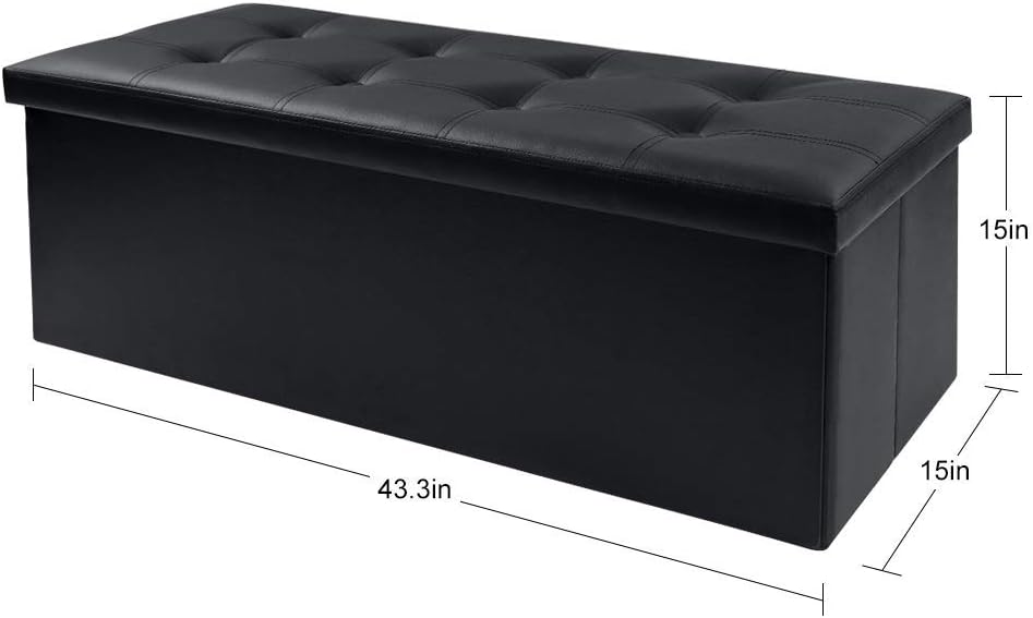 Camabel 43 Inch Folding Storage Ottoman Bench 125L Hold up 700lbs Ottoman wit...