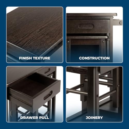 Winsome Suzanne Kitchen Table Set with Stools, Coffee, 33"