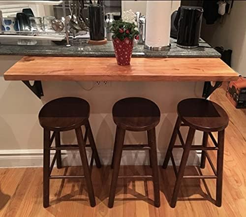 Industrial Rustic Wall-Mounted Table, Dining Table Desk, Pine Wood Wall-Mount...