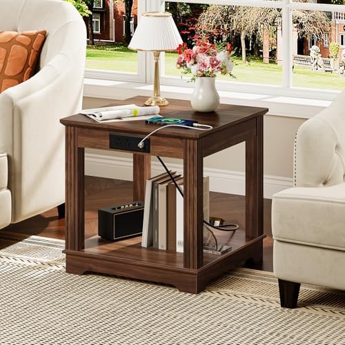 CHOEZON Narrow Nightstand and Farmhouse End Table with Charging Station Bundl...