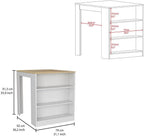Contemporary Kitchen Island + Pantry Cabinet Combo, Kitchen Storage, White and Light Oak Freestanding Set, Cupboard, with Prep Space and Ample Storage