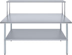 Stainless Steel Work Table with Wide Single Tier Overshelf | Metal Kitchen Prep Table & Shelving Combo (30" x 72" Work Table + 12" Overshelf)