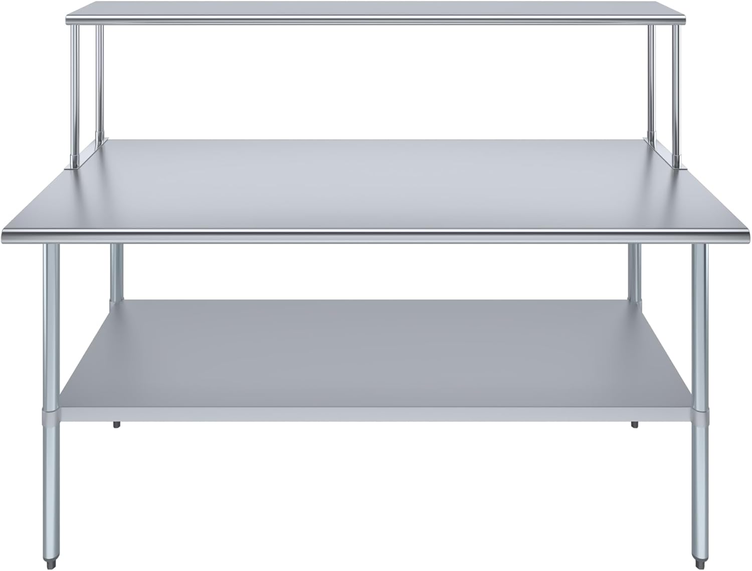 Stainless Steel Work Table with Wide Single Tier Overshelf | Metal Kitchen Prep Table & Shelving Combo (30" x 72" Work Table + 12" Overshelf)