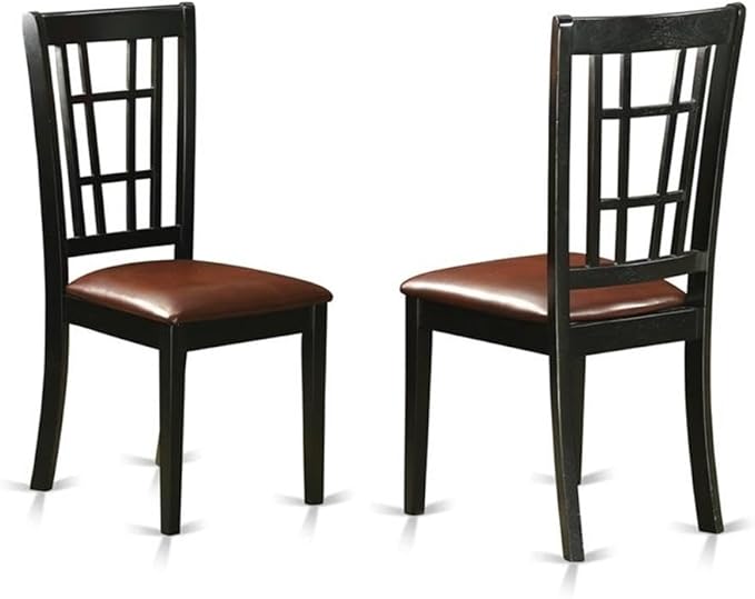 East West Furniture LGNI7-BCH-LC 7 Piece Dining Room Furniture Set Consist of a Rectangle Kitchen Table with Butterfly Leaf and 6 Faux Leather Upholstered Chairs, 42x84 Inch, Black & Cherry
