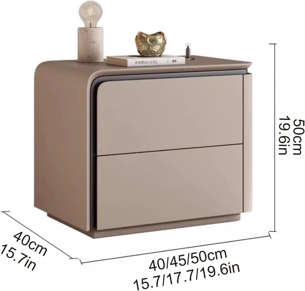 Nightstand Wooden, Bedside Table PU Finish, 2 Drawers Bedside Tables, Side Be...