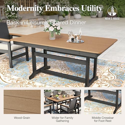 HERA'S HOUSE 7PC Patio Dining Set for 6, HDPE Outdoor Table & 6 Chairs