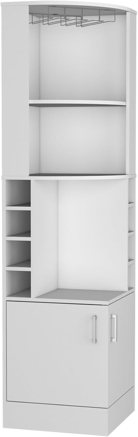 Farmhouse Corner Cabinet, Double Door Cabinet with Glass Rack, Eight Built-in...
