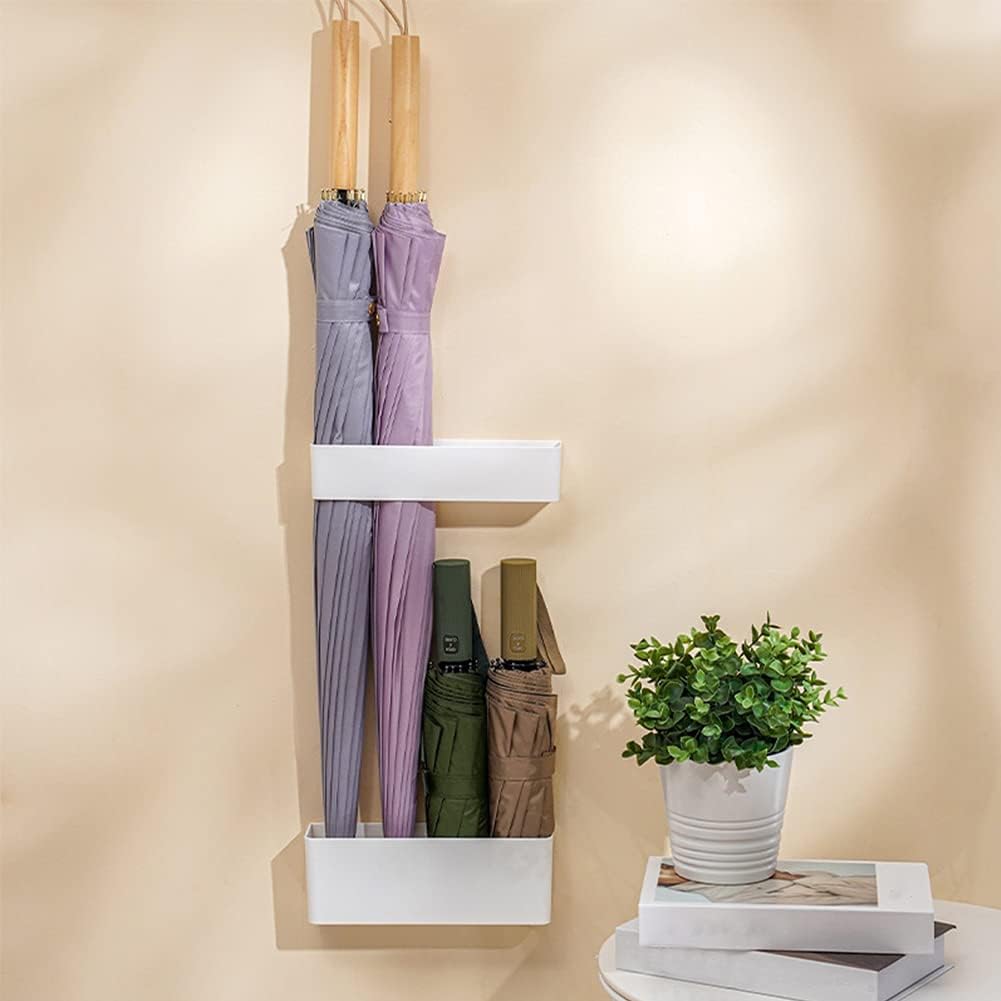 Umbrella Stand Holder Indoor, Umbrella Wall Mount Holder, Umbrellas Holder Rack No Punching Required Storage Rack for Home Indoor (COLOR:White)