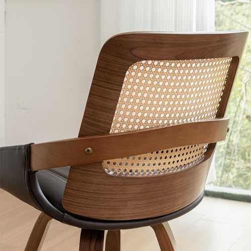 Set of 1 Swivel Rattan Dining Chair - Mid Century Modern Dining Chair with Be...