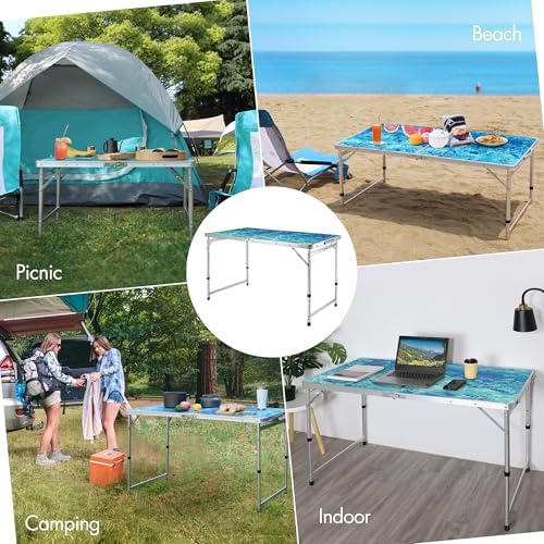 VILLEY Folding Camping Table 4FT, Portable Small Picnic Table