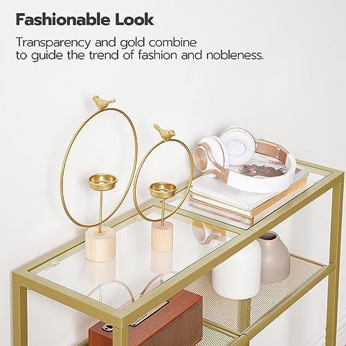 HOOBRO 29.5" Narrow Console Table, 3-Tier Tempered Glass Sofa Table | Mo...
