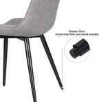 6 PCS Faux Leather Dining Chairs, Mid Century Modern Leisure Upholstered Chair with Metal Legs for Kitchen Living Room Gray