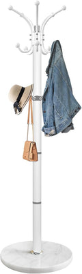 Snaikor Metal Coat Rack Stand with Natural Marble Base, Modern Coat Rack Freestanding, 360°Rotary Coat Racks with 14 Hooks, Heavy Duty Coat Hall Tree Hanger Stand for Entryway, Office
