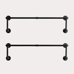 Clothes Rack, Industrial Wall Pipe Clothing Rack for Hanging Clothes, Wall Mounted Heavy Duty Space Saving Garment Rack, Multi-Purpose Clothing Hanging Rods for Closet Storage, Black, 2Pcs