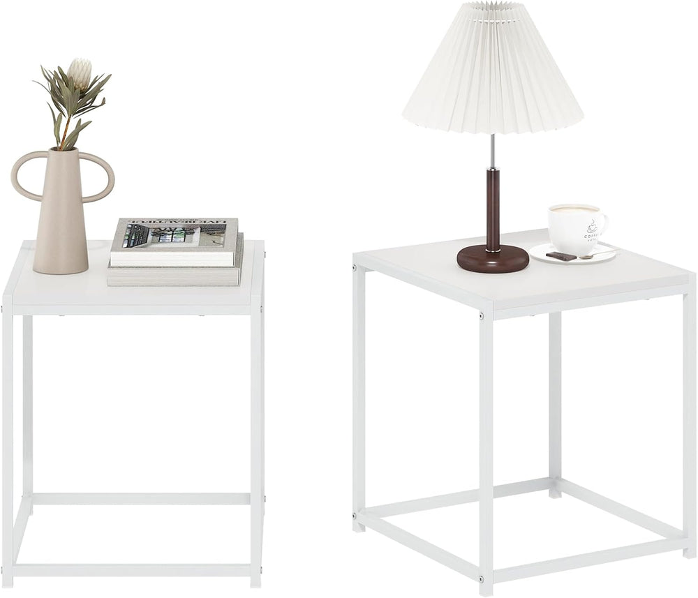 Furinno CAMNUS Side Table Set of 2, Metal Frame End Table, Night Stand, Bedsi...