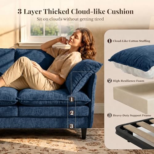 KYJ 69” Small Sofa, Cloud 3-Seat Love Seat, Small Couch for Living Room | 3 L...