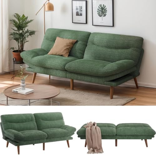 PERLECARE Convertible Futon Sofa Bed, 73" Corduroy Futon Couch with Adju...