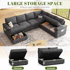 108 Inch Sectional Sleeper Sofa with Pull Out Bed, U Shaped 7 Seat Modular Sectional Sofa with Storage, Sectional Couches for Living Room, Cloud Modular Couch,Removable Sofa Cover, Dark Grey