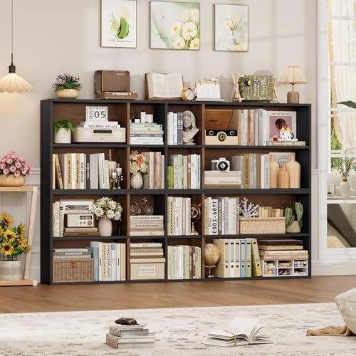FOTOSOK Bookshelf Bookcase 7-Tier Narrow Bookshelf Tall CD Media Tower Rack