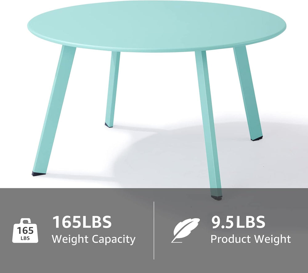 Patio Coffee Table - Metal Steel Outdoor Round Table Weather Resistant Anti-R...