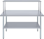 Stainless Steel Work Table with Wide Single Tier Overshelf | Metal Kitchen Prep Table & Shelving Combo (24" x 60" Work Table + 12" Overshelf)