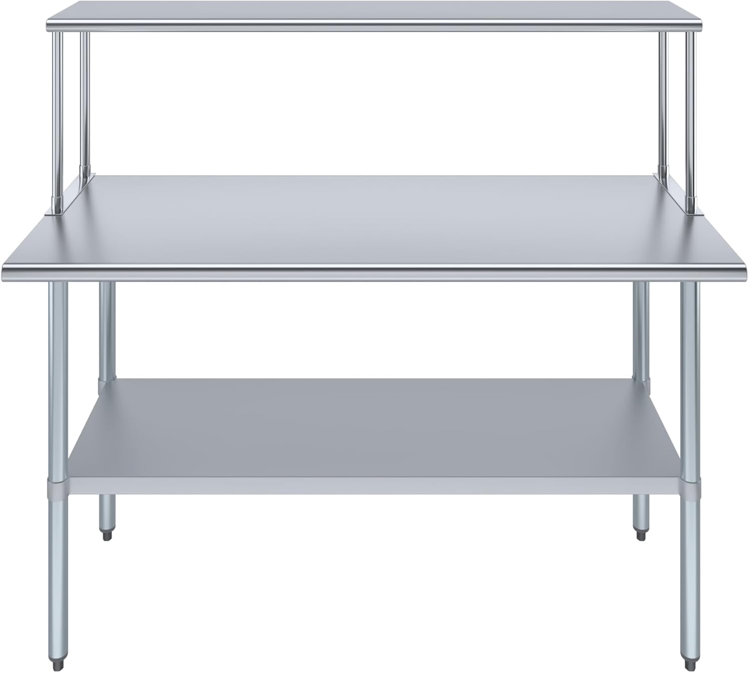 Stainless Steel Work Table with Wide Single Tier Overshelf | Metal Kitchen Prep Table & Shelving Combo (24" x 60" Work Table + 12" Overshelf)