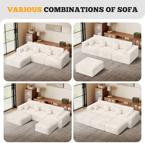 113" Modular Sectional Sofa Bed, Convertible Cloud Couches for Living Ro...