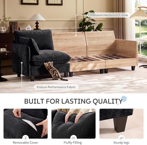 Ihanherry 139" Oversized V-Shaped Modular Sectional Couch, 9-Seater Clou...