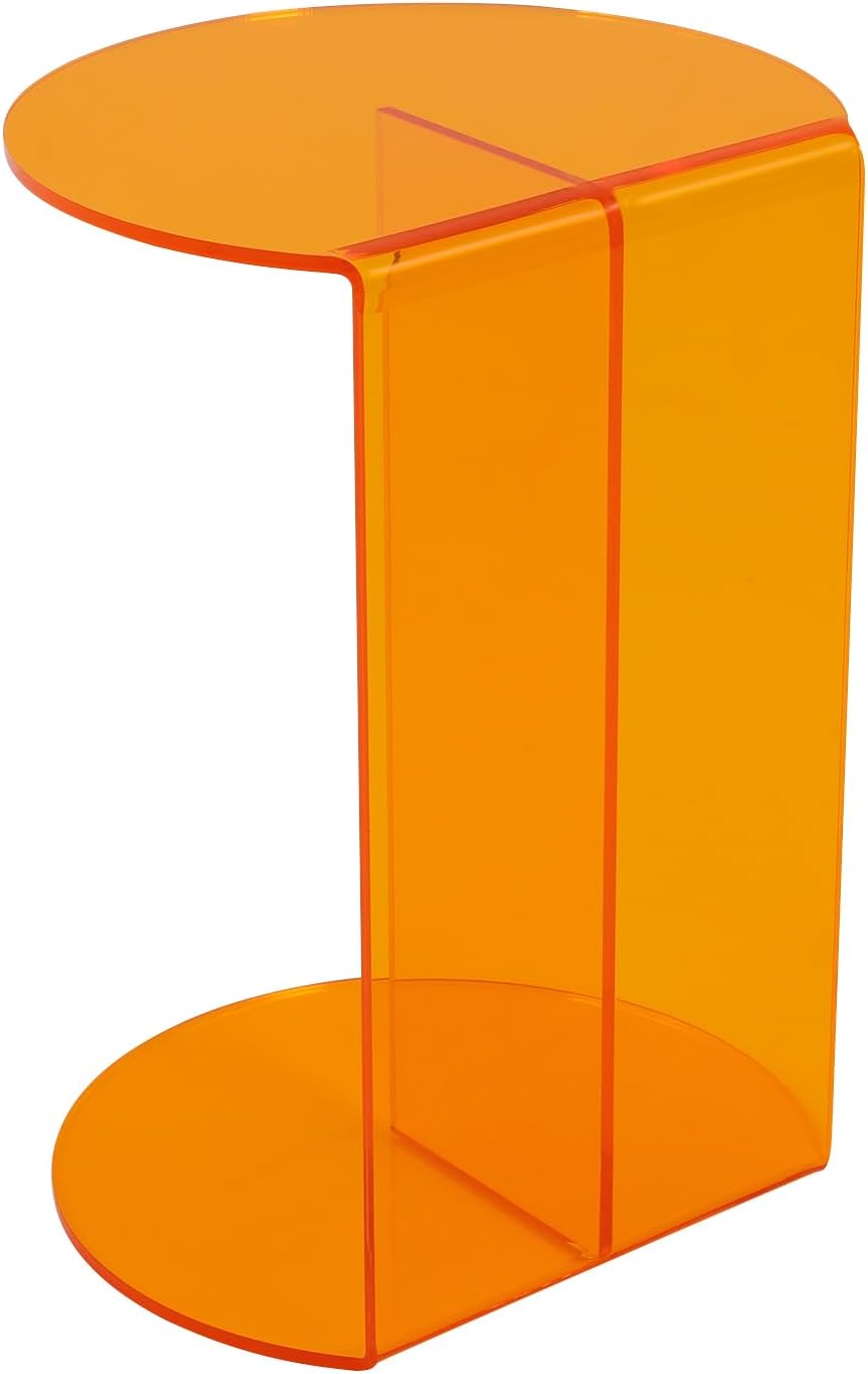 Side Table, Acrylic End Table with Storage Shelf, Floorstanding Nightstand wi...