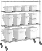 18x60 Inch Chrome Wire Shelving Unit with 12 Storage Bins, 74-Inch Mobile Rack, 600 lb Capacity per Shelf, Includes Measuring Scoops