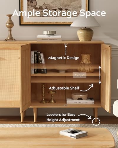 EYYTHUNG Rattan Storage Cabinets Set of 2 Accent Sideboard Boho Buffet Kitche...