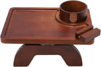 AUNMAS Couch Armrest Table, 3 in 1 Space Saving Foldable Pine Sofa Arm Tray with Cup Holder Phone Stand for Living Room Dining (Brown)