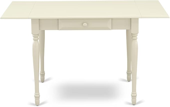 East West Furniture MZDA3-LWH-W 3 Piece Dining Room Furniture Set Contains a Rectangle Kitchen Table with Dropleaf and 2 Dining Chairs, 36x54 Inch, Linen White