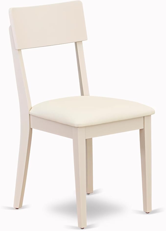 East West Furniture CAAD7-LWH-LC 7 Piece Dining Table Set Consist of a Rectangle Wooden Table and 6 Faux Leather Dining Room Chairs, 36x60 Inch, Linen White
