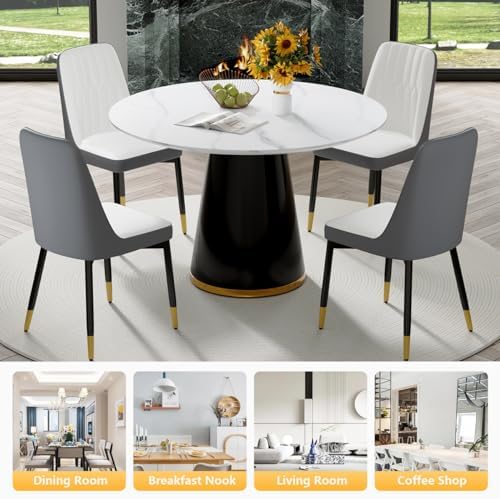 Round Dining Table Set for 4, Modern 45'' Small Dining Table for Kitc...
