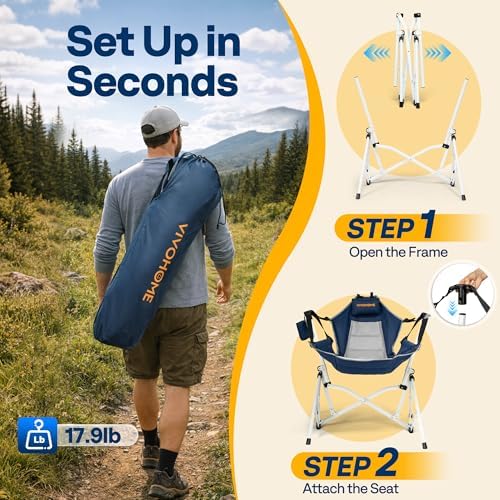VIVOHOME Reclining Hammock Camping Chair, Portable Rocker Chair for Outdoor |...