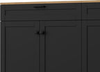 Ball & Cast Farmhouse TV Stand with 2 Drawers for TVs up to 70",Wood Grain Sideboard Buffet Cabinet w/Rustic Handles and Adjustable Shelf,Entertainment Center for Living Room,Bedroom,Black