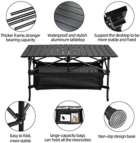 WUROMISE Lightweight Aluminum Folding Camping Table (37.13” x 21.57” x 19.69”...