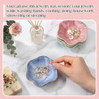 4 Pack Small Jewelry Dish Ceramic Trinket Holder Tray for Rings Earrings Key Bowl Women Mother's Day Wedding Gift (Pink,Blue,Cyan,Green)