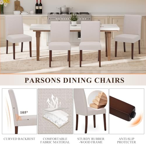 MALOL Upholstered Dining Chairs Set of 2, Fabric Dining Room Chairs, Modern W...