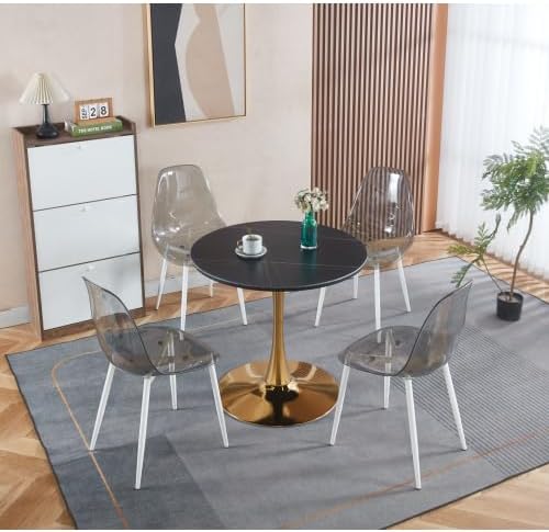 Mid Century Dining Table & Small Kitchen Table | Golden and Black Tulip T...
