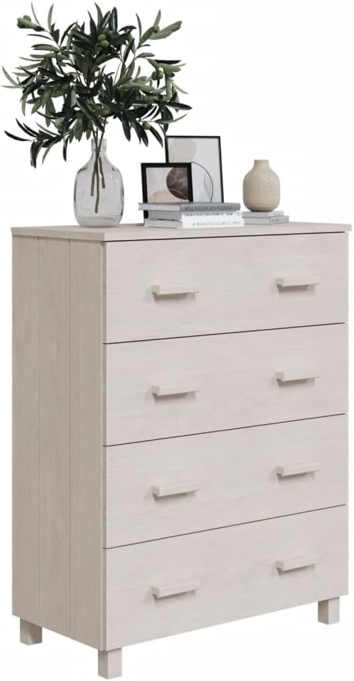 Modern White Sideboard with Smooth Sliding Doors, Solid Pinewood and MDF Cons...