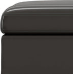 SIMPLIHOME Owen 36 inch Wide Mid Century Modern Square Coffee Table Storage Ottoman in Tanners Brown Vegan Faux Leather, Assembled, for the Living Room, Entryway and Family Room