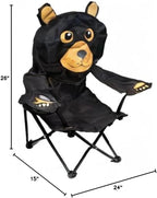 Wilcor Kids Folding Camp Chair with Cup Holder and Carry Bag - Black Bear
