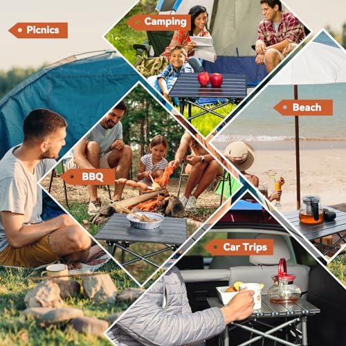 Opliy Portable Folding Camping Table for 2-4 Persons Aluminum Collapsible Tab...