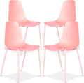 Poly & BARK Isla Modern Kitchen Chairs Set of 4 - Plastic Dining Chair with Metal Legs - Quick Assembly Simple Cafe Chairs Plastic for Indoor or Outdoor - Blush Pink