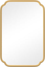 Gold Bathroom Mirror for Wall 20" x 30" Modern Rounded Corner Rectangle Mirror with Non-Rusting Iron Metal Framed Bathroom Vanity Mirror for Over Sink Wall Decor(Horizontal/Vertical)