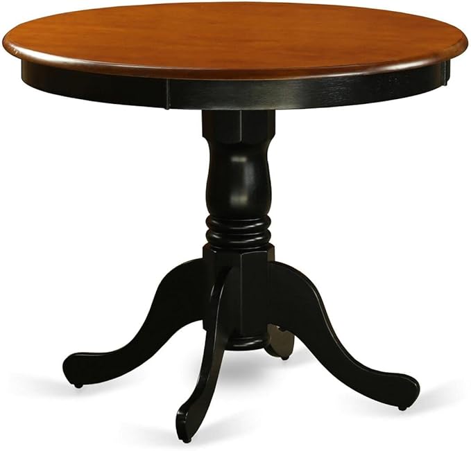 East West Furniture ANLG5-BCH-W 5 Piece Modern Dining Table Set Includes a Round Kitchen Table with Pedestal and 4 Kitchen Dining Chairs, 36x36 Inch, Black & Cherry