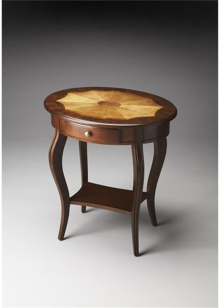 Beaumont Lane Traditional Oval Accent Table, Cherry Finish, Rubberwood and MD...